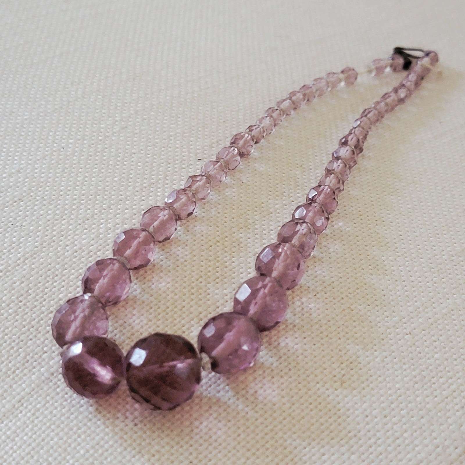 Vintage 16'' Purple Amethyst Color Bead 5mm-10mm Gratuated Necklace Czech Glass